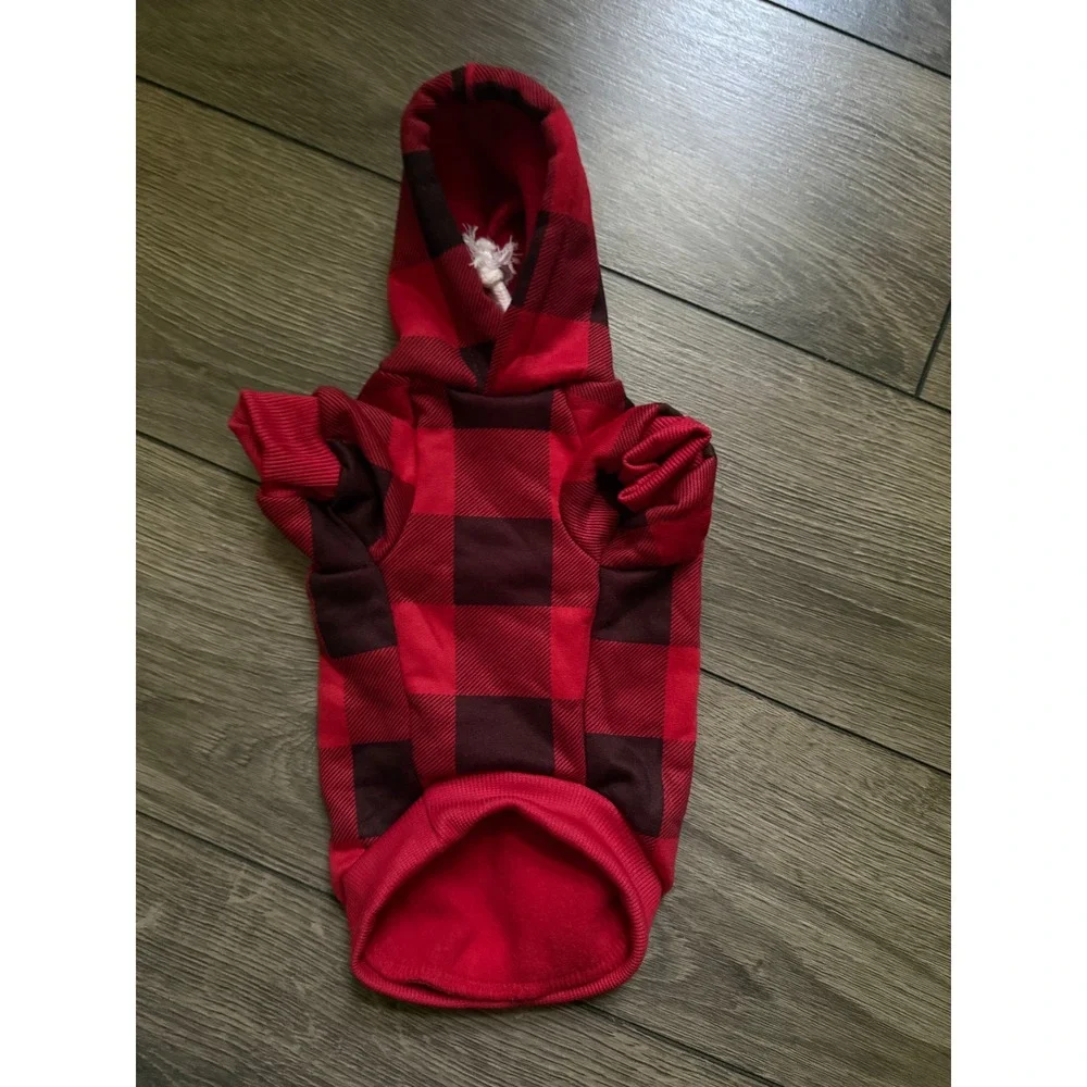 Kooltail Dog Hoodie XS Red Black Buffalo Plaid Pet Fleece Sweater DCI067
